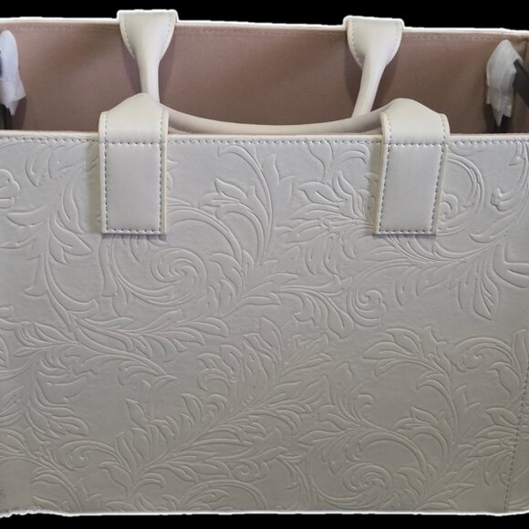 Levenger Filigree Portable File Tote - Eggshell White Office Box & Accessories - Picture 13 of 14